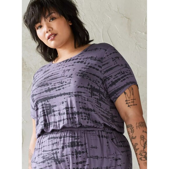 NWT Torrid Super Soft Elastic Waist Purple Lounge Romper 4X / 26 Plus - Picture 3 of 4